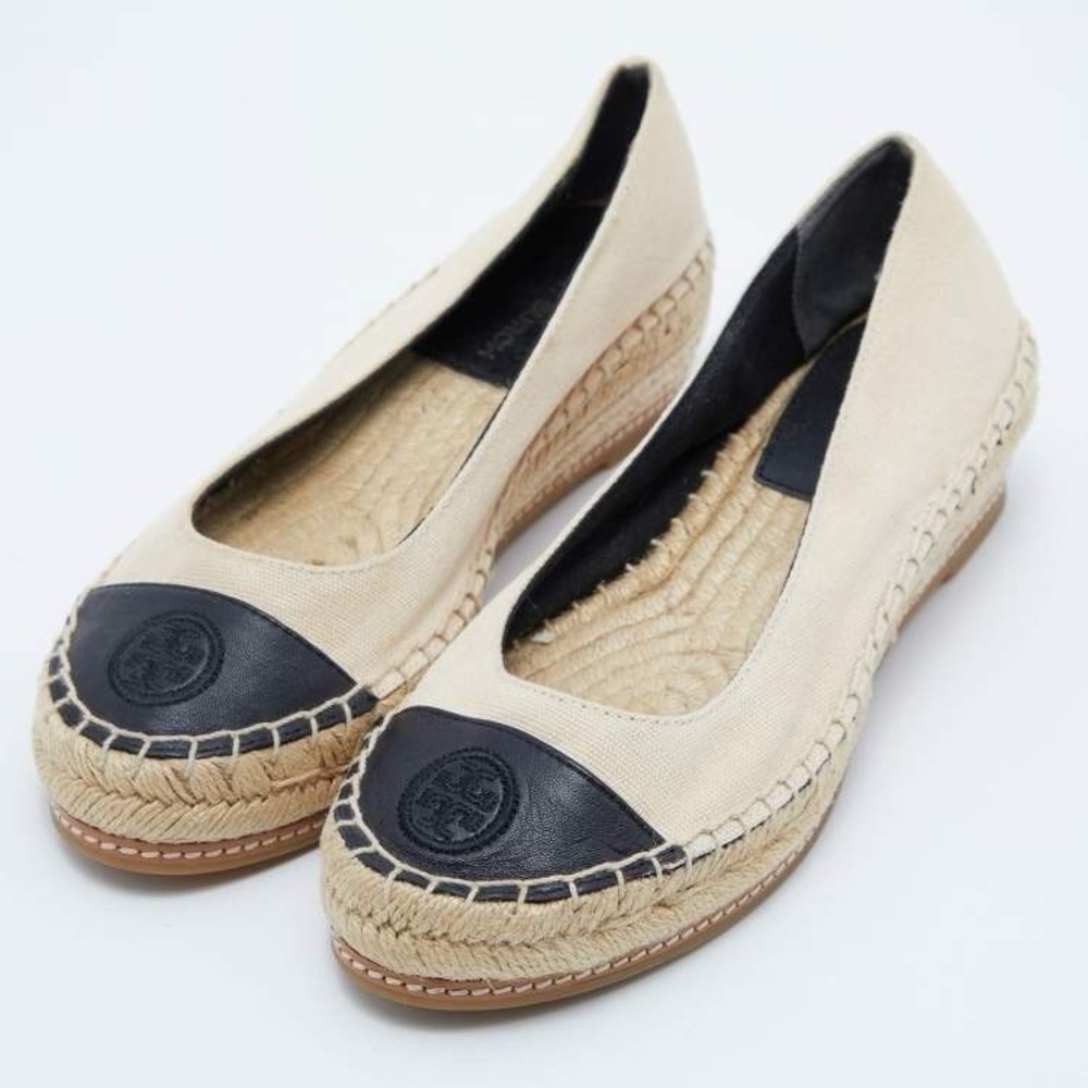 Tory Burch Espadrilles – Leather | Size 7| Colorblock Black & White